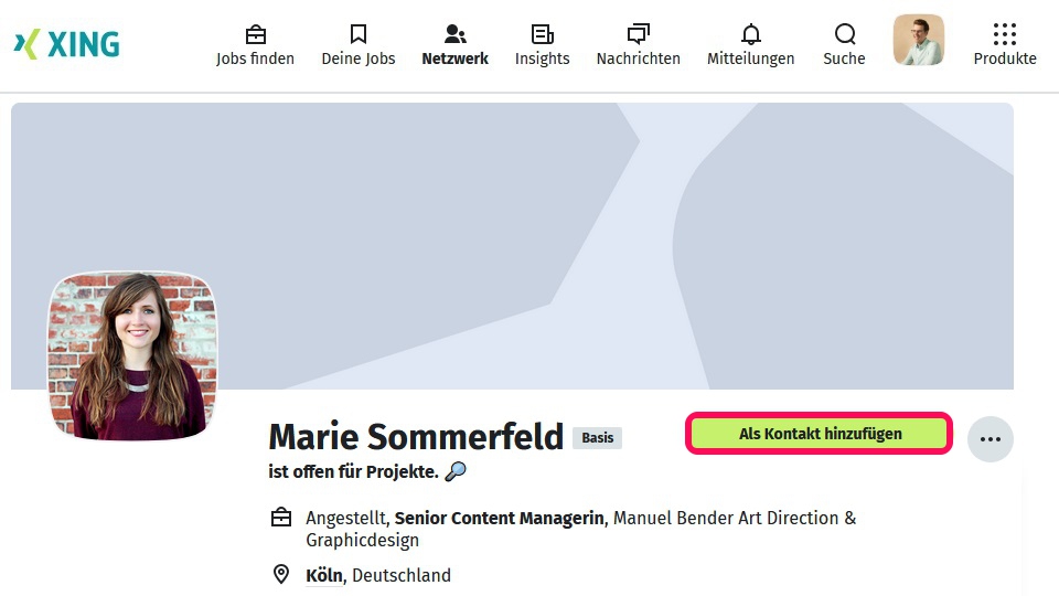 XING Kontakt hinzufügen
