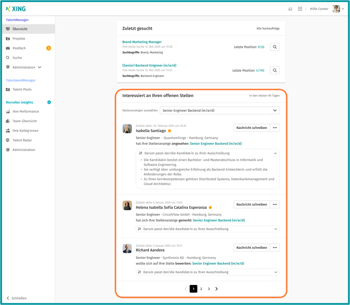 TalentManager_Dashboard_interessiert an offenen Stellen