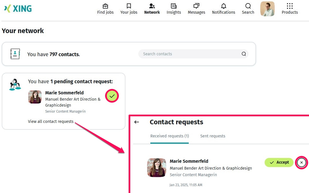 Confirm contact request