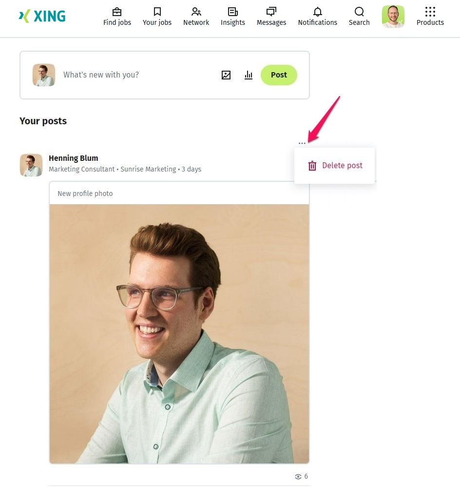XING Insights - Delete your post
