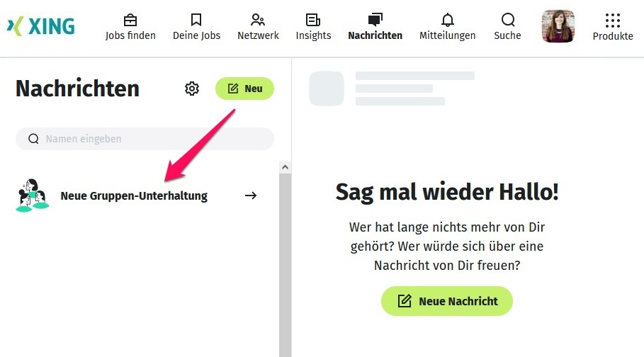 Gruppenchat erstellen auf XING