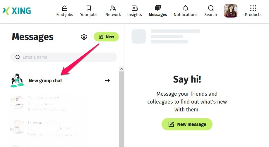 Create a group chat on XING
