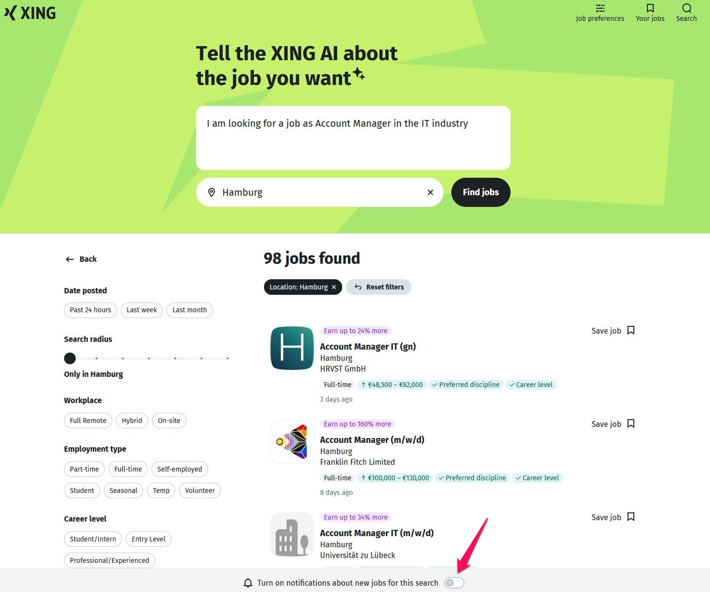 Create a seach alert