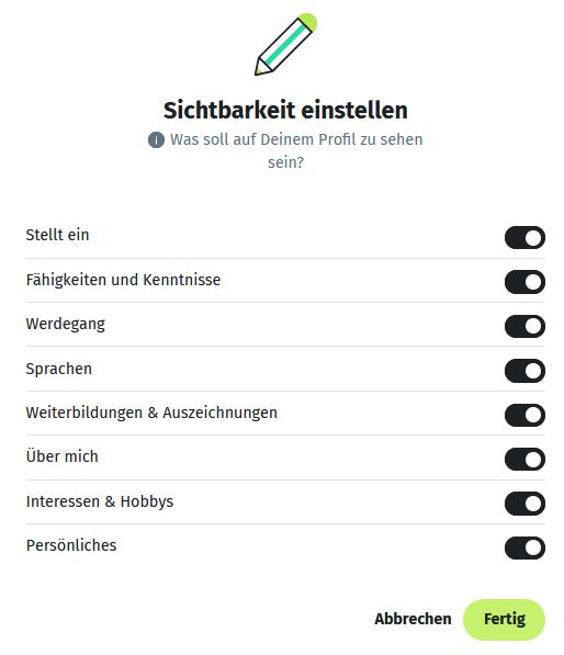 Profilfelder - Sichtbarkeit einstellen
