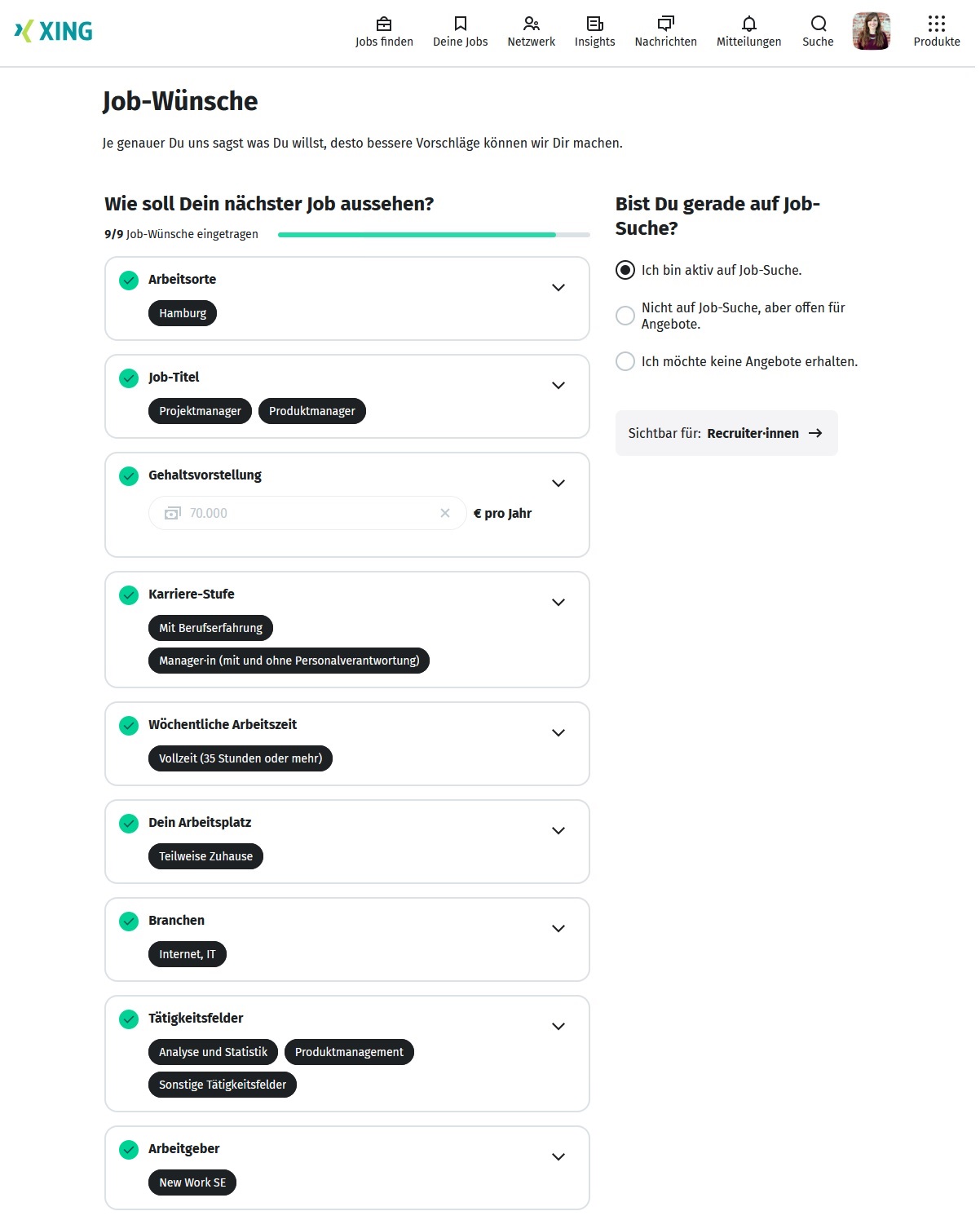 Jobwünsche bei XING