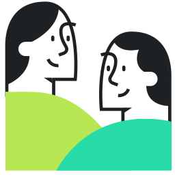 Zwei Personen unterhalten sich.