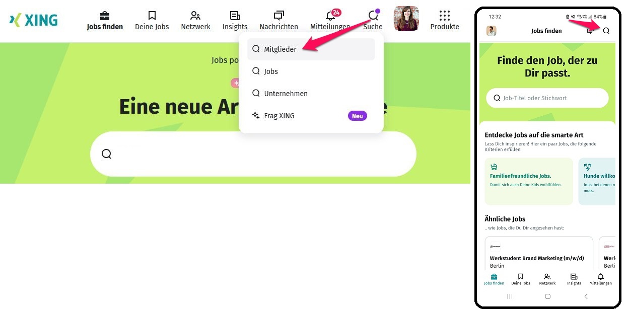 XING Mitgliedersuche