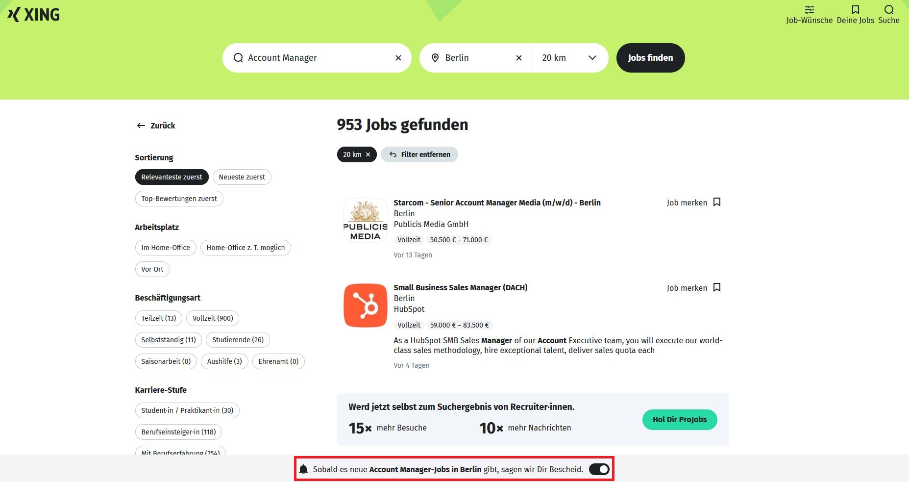 Einen Suchauftrag erstellen