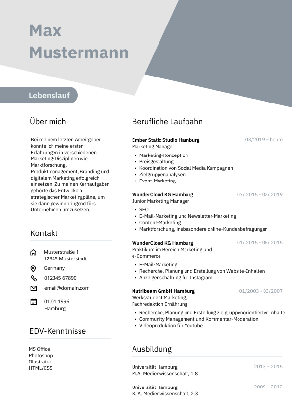 Lebenslauf Max Mustermann