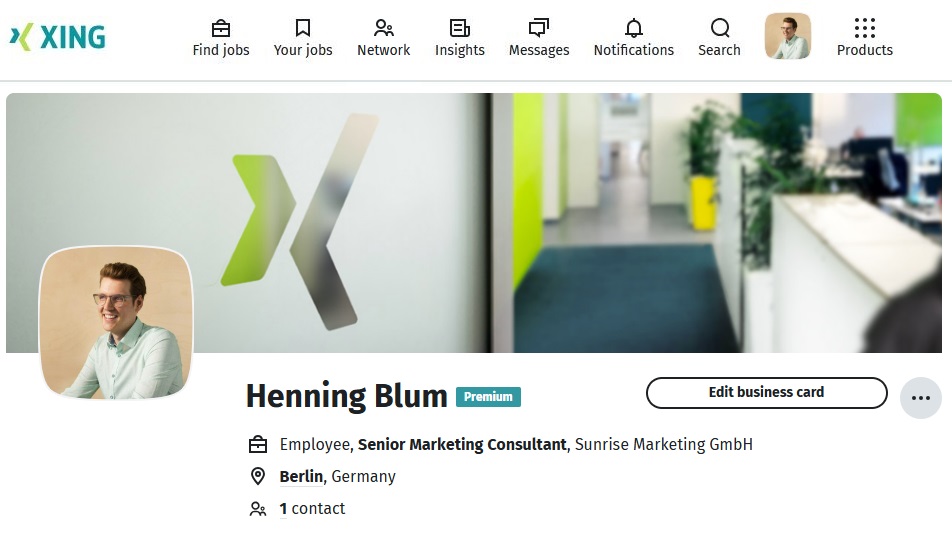 XING profile business card
