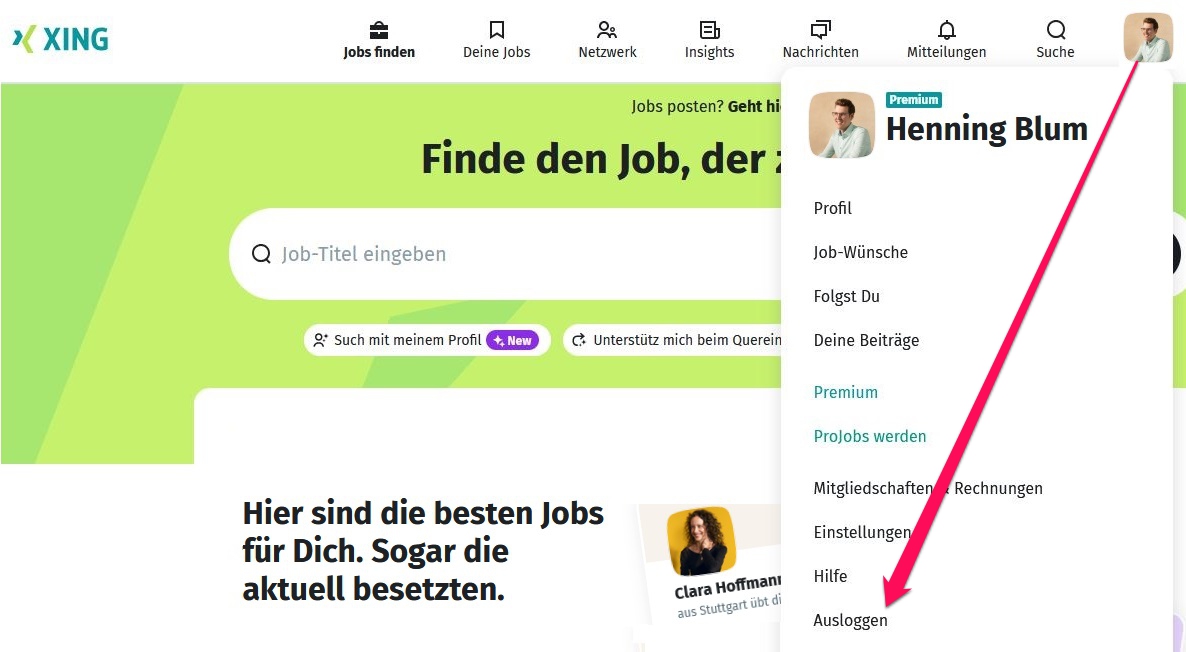 Ausloggen bei XING.JPG